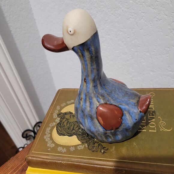 VTG Studio Pottery Bird Duck Blue Glazed Handmade Figurine Sculpture 6 x 3.5" - Picture 7 of 12